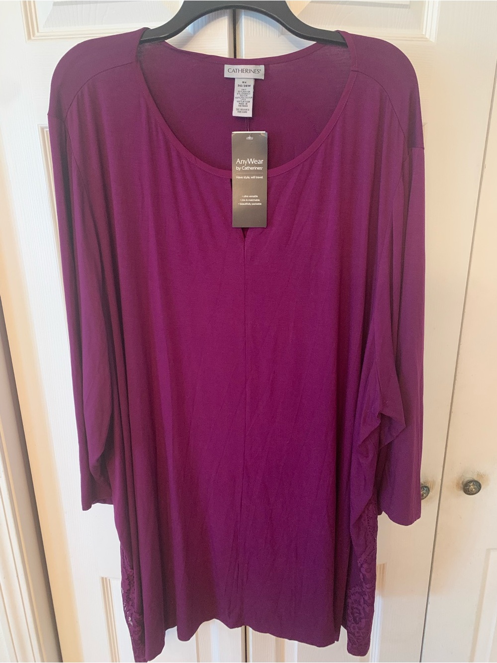 Catherines Plum Scoop Neck Tunic Top 5X